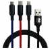 Cablu Micro USB Subblim Premium 3in1 Albastru Negru Roșu 1 m (1 Unități)