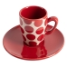 Lot de tasses avec soucoupes Benetton Rouge Grès Taupes 4 Pièces