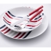 Dinnerware Set Beverly Hills Polo Club Blue Red Porcelain Stripes 12 Pieces