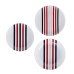 Dinnerware Set Beverly Hills Polo Club Blue Red Porcelain Stripes 12 Pieces