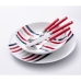 Dinnerware Set Beverly Hills Polo Club Blue Red Porcelain Stripes 12 Pieces