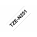 Gelamineerde Tape voor Labelmakers Brother TZe-N251 8 m Wit Zwart Zwart/Wit