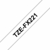 Gelamineerde Tape voor Labelmakers Brother TZe-FX221 Zwart Zwart/Wit (9 mm x 8 m)