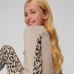 Hoodless Sweatshirt for Girls Puma Alpha Crew Neck Beige Leopard Pink