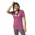 Camisola de Manga Curta Mulher Reebok Linear Rosa Afrodisíaco