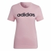 Camisola de Manga Curta Mulher Adidas Loungewear Essentials Slim Logo Cor de Rosa