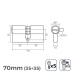 Цилиндър EDM r13 Европейски Къс Лост Златен Месинг (70 mm)