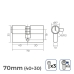 Cylinder EDM 85184 r13 Gyllene Mässing Kort kamlås Europeisk