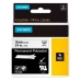 Cinta laminada para máquinas rotuladoras Rhino Dymo ID1-19 19 x 5,5 mm Preto Poliéster Branco Autoadesivas (5 Unidades)