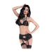 Conjunto de Lingerie Chilirose Preto XL 3 Peças