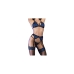 Conjunto de Lingerie Chilirose Azul Preto S/M 4 Peças