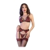 Conjunto de Lingerie Chilirose Preto Vermelho L/XL 4 Peças