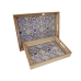 Set of trays Romimex Natural Glass MDF Wood 2 Pieces