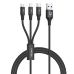 Καλώδιο USB σε Micro USB, USB-C και Lightning Unitek C14049BK Μαύρο 1,2 m