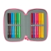 Double Pencil Case Moos Flores Multicolour 12.5 x 19.5 x 4 cm 28 Pieces