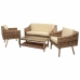 Conjunto de Mesa com 2 Poltronas Alexandra House Living Castanho Natural 4 Peças