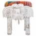 Hocker Alexandra House Living Weiß Mango-Holz Stoff 51 x 37 x 36 cm Elefant