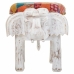 Banqueta Alexandra House Living Branco Madeira de mangueira Tecido 51 x 37 x 36 cm Elefante