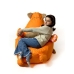 Puff GO GIFT Arancio Oxford Gatto 105 x 80 cm