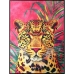 Maleri Romimex Fløyel Tre MDF Leopard 103 x 143 x 4 cm