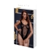 Fishnet Jacquard V Teddy Bασιλικό Mέγεθος Baci Lingerie BW3134-BLKQS Μαύρο XL Queen