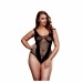 Fishnet Jacquard V Teddy Bασιλικό Mέγεθος Baci Lingerie BW3134-BLKQS Μαύρο XL Queen