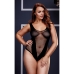 Fishnet Jacquard V Teddy Bασιλικό Mέγεθος Baci Lingerie BW3134-BLKQS Μαύρο XL Queen