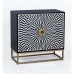 Sideboard Romimex White Black Golden Metal Bone Acacia 80 x 80 x 40 cm