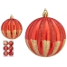 Set di palline di Natale Righe Rosso Dorato PVC (6 Unità)