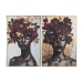 Canvas Home ESPRIT Black Maroon polystyrene Canvas Flowers Modern 82 x 3,5 x 122 cm (2 Units)