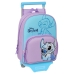 Mochila Escolar com Rodas Stitch Sweet Azul Lilás 26 x 11 x 67 cm 26 x 34 x 11 cm