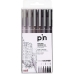 Permanent marker Uni-Ball PIN-200(S) Black Grey Multicolour 6 Pieces