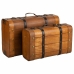 Set of suitcases Alexandra House Living Brown PVC Wood Metal Vintage 30 x 16 x 45 cm 38 x 24 x 13,5 cm Ornamental 2 Pieces