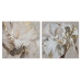 Painting Home ESPRIT Beige Golden Canvas MDF Wood Modern Flower 80 x 3 x 80 cm (2 Units)