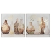 Schilderij Home ESPRIT Beige Gouden polyestyreen Canvas Vaas Scandinavisch 82,5 x 3,5 x 82,5 cm (2 Stuks)