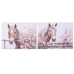 Pintura Home ESPRIT Bege Cor de Rosa Tela Madeira MDF Cavalo Shabby Chic 80 x 2,5 x 60 cm (2 Unidades)