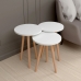 Juego de 3 Mesitas Alexandra House Living Blanco Natural Madera MDP 35 x 49 x 35 cm 35 x 45 x 35 cm 35 x 47 x 35 cm