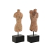 Decoratieve figuren Home ESPRIT Bruin Zwart Vrouw Mannen 13 x 9 x 40 cm (2 Stuks)