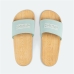 Women's Flip Flops Munich Flat Slider Wood Effect Turquoise