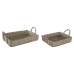 Set di Vassoi Home ESPRIT Naturale Marrone Chiaro Città 41 x 32 x 16 cm (2 Unità)