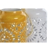 Candleholder Home ESPRIT Yellow White Iron 15 x 15 x 26 cm (2 Units)