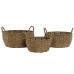 Plantenbakkenset Home ESPRIT Bruin Metaal Vezel Tropisch 34 x 33 x 15 cm