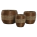 Conjunto de vasos Home ESPRIT Natural Metal Fibra Tropical 33 x 33 x 30 cm