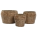 Conjunto de vasos Home ESPRIT Natural Metal Fibra Tropical 32 x 32 x 25 cm