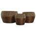 Conjunto de vasos Home ESPRIT Natural Metal Fibra Tropical 32 x 32 x 23 cm