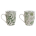 Kop met theefilter Home ESPRIT Wit Groen 340 ml (2 Stuks)