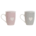 Taza con Filtro para Infusiones Home ESPRIT Gris Rosa 340 ml (2 Unidades)