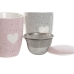 Tasse avec filtre pour infusions Home ESPRIT Gris Rose 340 ml (2 Unités)