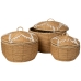 Set de Cutii Decorative Romimex Natural Fibră naturală Cu Capac 3 Piese