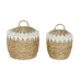 Basket set Home ESPRIT White Natural Natural Fibre Boho 35 x 35 x 37 cm (2 Pieces)